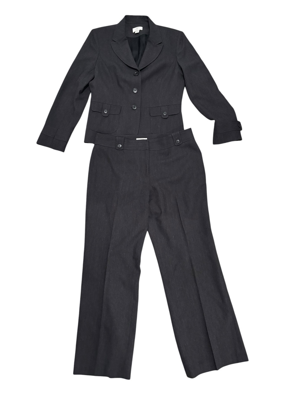 Loft Petite Dk Gray Two-Piece Tailored Business Pantsuit-size 12P